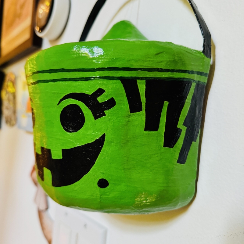 The Witch Boo Bucket - Paper Mache Wall Sculpture - Image 6