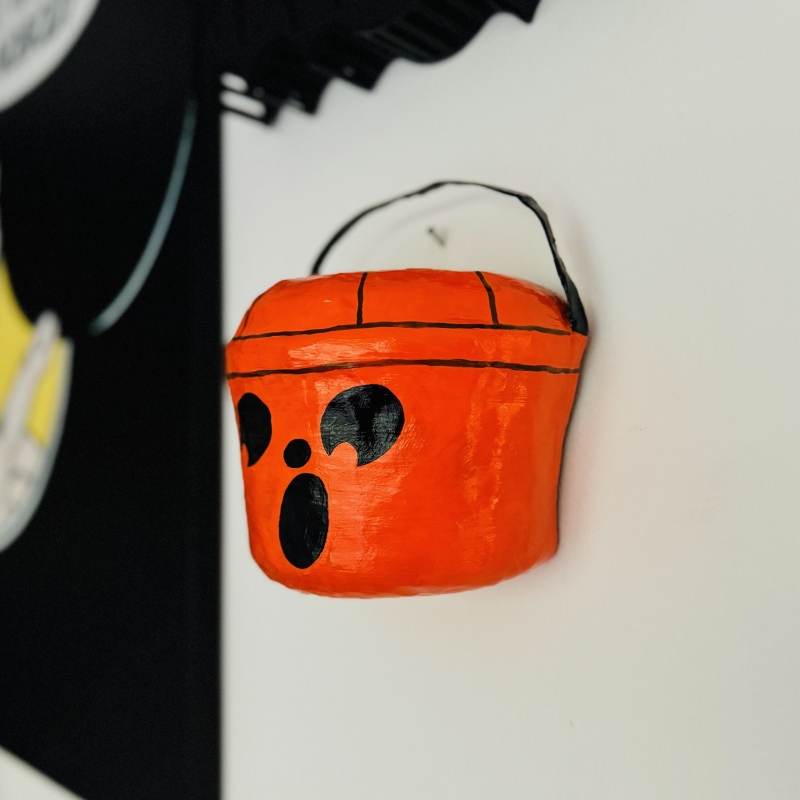 The Pumpkin Boo Bucket - Paper Mache Wall Sculpture - Image 6