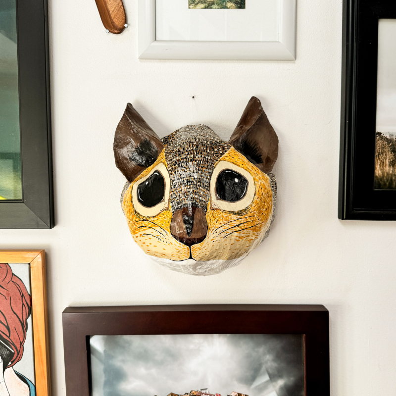 Nibbles - Squirrel Paper Mache Wall Sculpture - Image 3