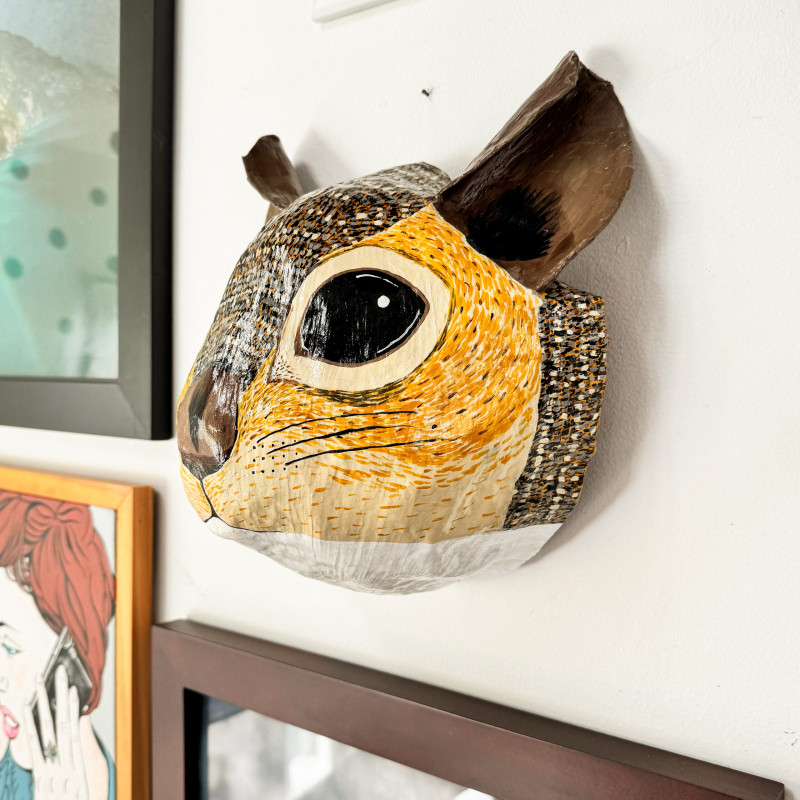 Nibbles - Squirrel Paper Mache Wall Sculpture - Image 7