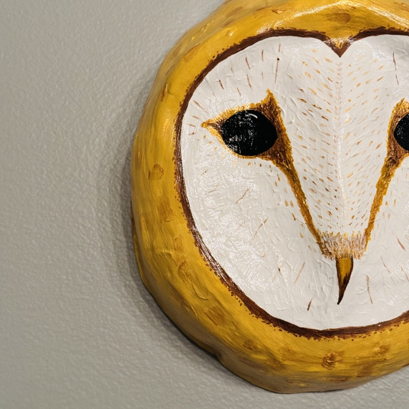 Georgia - Barn Owl Paper Mache Wall Sculpture - Image 2