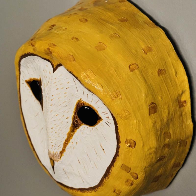 Georgia - Barn Owl Paper Mache Wall Sculpture - Image 7