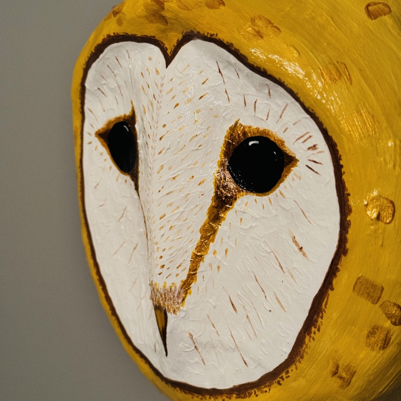 Georgia - Barn Owl Paper Mache Wall Sculpture - Image 9