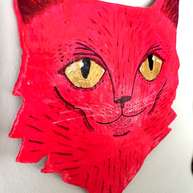 Flamingo - Cat Paper Mache Wall Hanging - Image 5