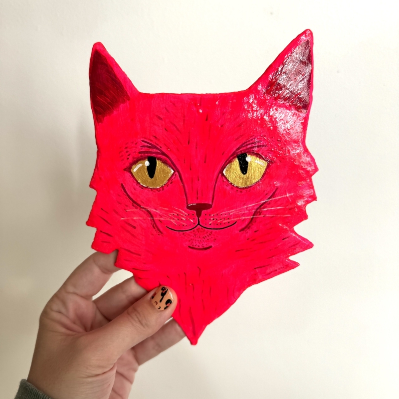 Flamingo - Cat Paper Mache Wall Hanging - Image 9