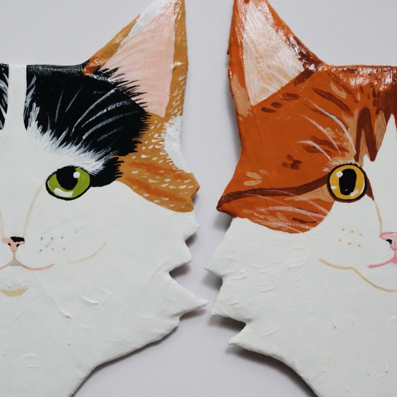 Arthur & Lily Cat Heads - Custom for Katie W.