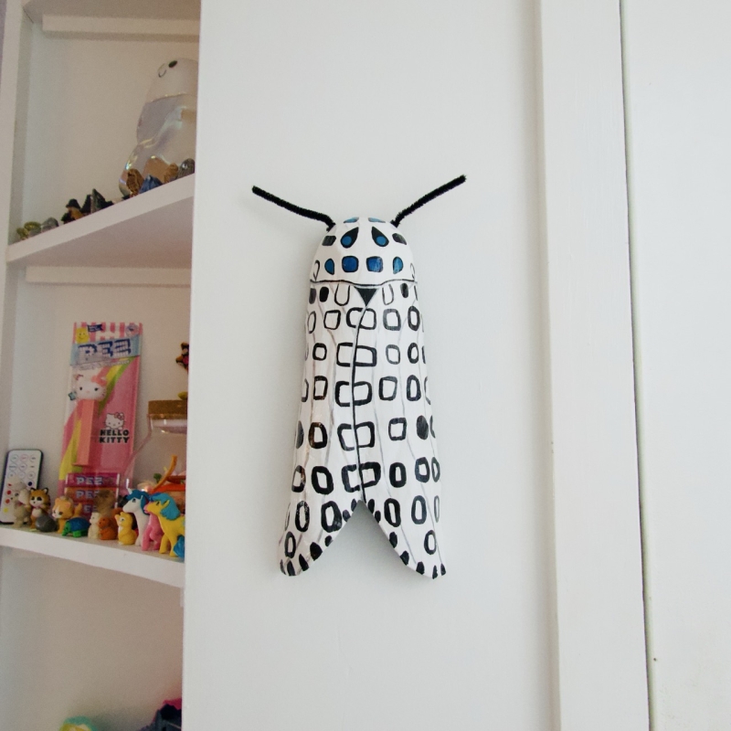 Margot the Moth - Paper Mache Leopard Moth Wall Hanging - Image 9