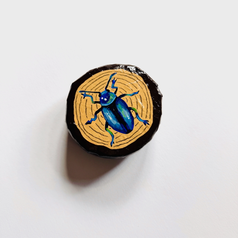 Courtney - Cobalt Blue Milkweed Beetle Wall Puck - Image 3